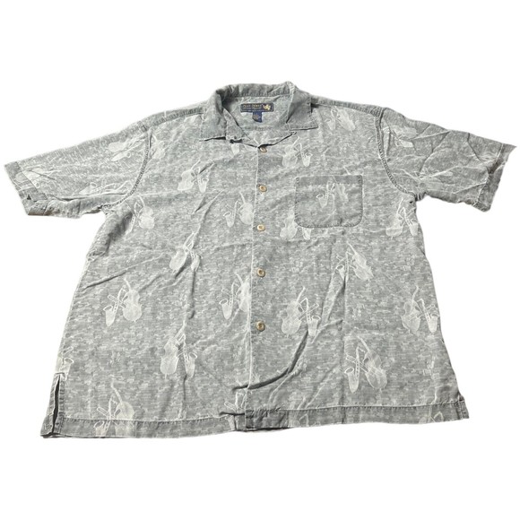 Nat Nast Luxury Originals Silk Instrument Print Gray Button Shirt Men’s Size L - Picture 1 of 9